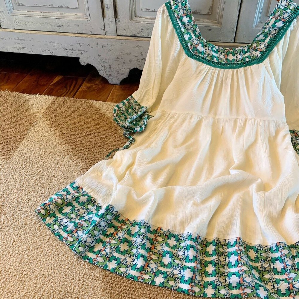 New Boho Floral Trim Summer Party Weekend Dress - Picture 3 of 5